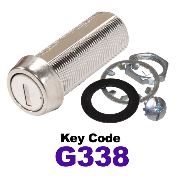 Global RV SS Compartment Lock, Cam/Blade Style, 1-3/4in Threaded Barrel, Blades not Included, Keyed to G338 CLB-338-134-SS - main